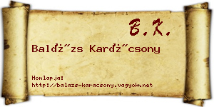 Balázs Karácsony névjegykártya